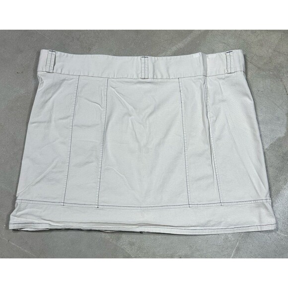 LL Bean Size 20 Beige Canvas A-Line Visible Stitching Button Front Skirt Y2K - Picture 9 of 10